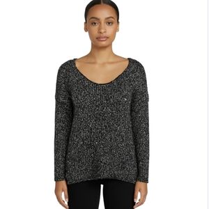 RVCA Black Knit Sequin Sweater Top Size Small Pre-Owned Crochet Blouse Pre-owned